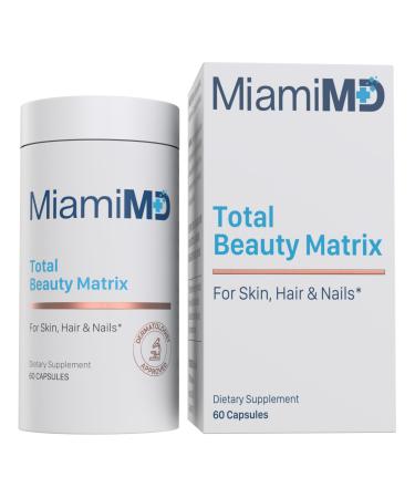 MiamiMD Total Beauty Matrix Collagen Supplements for Women - Collagen Capsules with Vitamin C for Hair Skin and Nails - Cruelty Free - 60 Capsules 60 Count (Pack of 1)