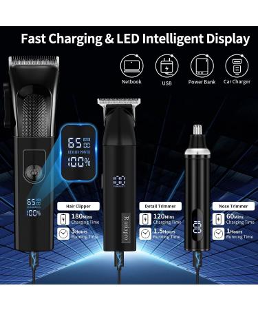 Roziapro Hair Clippers for Men - Precise Close Cutting Beard Trimmer & Rechargeable Barber Clippers Kit (Black) - Professional Hair Clippers & Nose Hair Trimmer - Buy Online on GoSupps.com