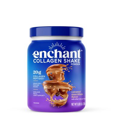 Enchant Collagen Protein powder Caramel Macchiato flavor 20g Grass Fed Collagen Peptides Avocado Oil Creamer source of Omega 9 + Fiber for Joints Muscle Skin Hair support 0.80 lb
