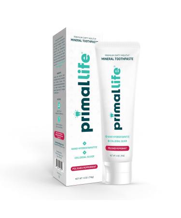 Primal Life Organics - Dirty Mouth Natural Alkalizing Toothpaste  Hydroxyapatite  Flavored Essential Oils  Natural Kaolin  Bentonite Clay  Colloidal Silver  Organic  Vegan (Peppermint Flavor  4oz)