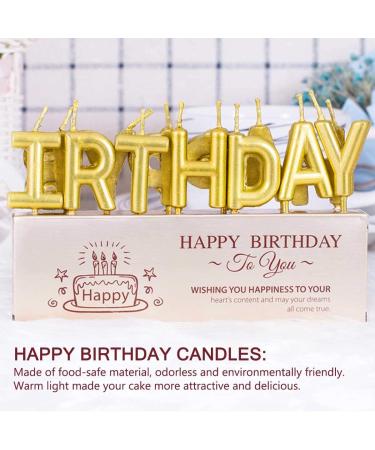 livhil Birthday Cake Topper Set Happy Birthday Cupcake Topper Letters Cake Candles Toppers Confetti Balloon Stars Hearts Birthday Hat & Fan Cupcake Toppers Birthday Cake Decoration Supplies (Gold) - Buy Online on GoSupps.com