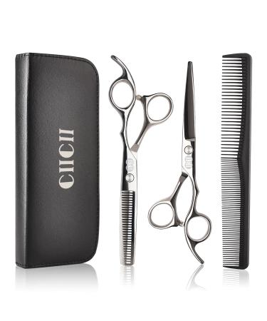 Ciicii hair cutting scissors professional hairdressing scissors set (hairstream & effilant scissors) hair scissors set for men women pets family hairdresser salon silver hair scissors - Buy Online on GoSupps.com