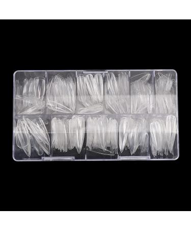 Stiletto Clear Nail Tips 500PCS Full Cover Acrylic Nails with Case for Nails Salon - Buy Online on GoSupps.com