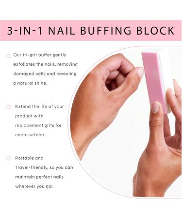 Dr. Dana Nail Buffing Block Set - Smooth Shine & File Natural Nails | 3 Sided Grit + Replacement Grits | Perfect for Fingernail & Toe Care - Buy Online on GoSupps.com