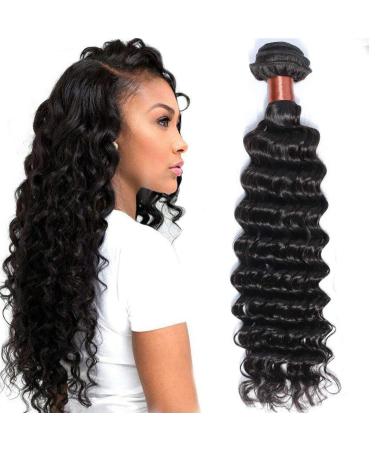 BLACKMOON HAIR Brazilian Virgin Hair Deep Wave Bundles One Bundle Unprocessed Virgin Human Hair Extension Deep Curly Hair Weave Natural Color(20 Inch) 20 Inch Deep Wave Bundle