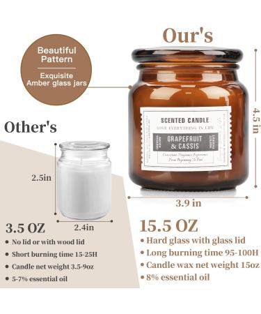 Soy Wax Grapefruit Scented Candle - 15.5 Oz Glass Jar with 100 Hrs Burn Time, 3 Replaceable Stickers - Ideal Women's Gift for Birthday, Thanksgiving, Christmas - Buy Online on GoSupps.com