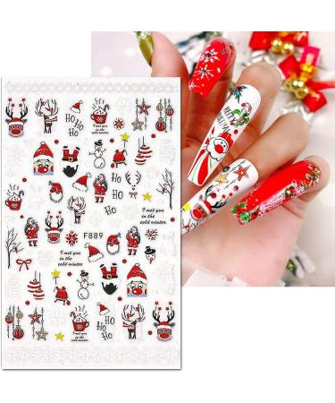 Christmas Nail Art Stickers CHANGAR Winter Penguin Lovely Santa Claus Deer Snowman Self-Adhesive Nail Art Decals 3D Design Christmas Tree Sticker Decorations for Face Body Hand Nail - Buy Online on GoSupps.com