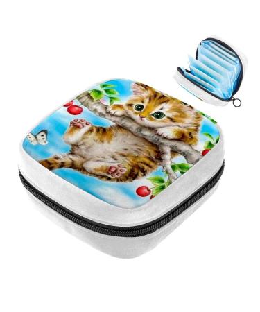 GIAPB Sanitary Napkin Storage Bag Period Bag Tampon Bag Makeup Bag Pad Pouch Cat and Tree Color2543