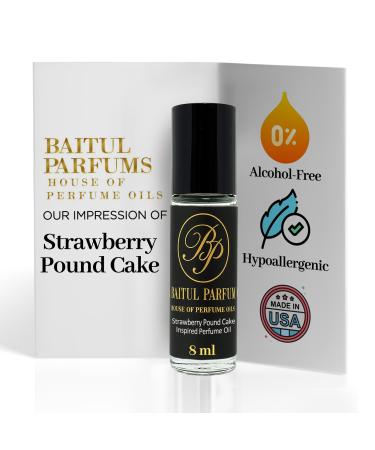 ASMARKET Comparable to Strawberry Pound Cake Alcohol-Free Fragrance - 8ml Travel Size Perfume Oil in Glass Bottle Perfume Oil Roll On Rollerball for On the Go Use Long Lasting and 98% True-to-Scent