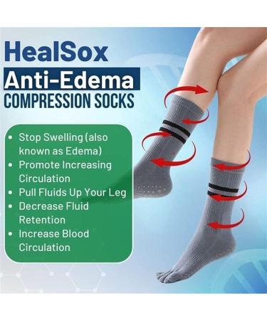 Healsox Anti-Edema Compression Socks - Tourmaline Self-Heating Magnetic Foot Massage Health Socks (3 Pairs) - Lose Weight & Improve Circulation - Gray - Buy Online on GoSupps.com
