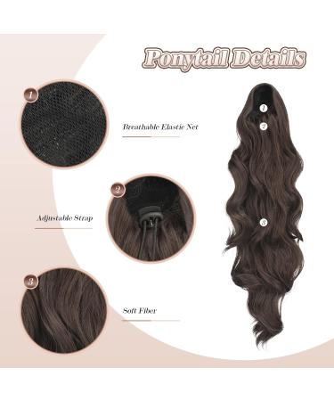 Feshfen 60cm Ponytail Hair Extension - Synthetic Wavy Curly Hairstyle for Women in Medium Chestnut Brown - Buy Online on GoSupps.com