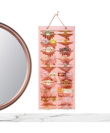 Hair Clips Storage - Felt Hair Accessories Organiser | 170g Hanging Hair Storage Organiser | Wear-Resistant Display Holder Claw Clips Holder | Hanging Hair Claw Clips Holder for Women Ladies Girls Pink - Buy Online on GoSupps.com