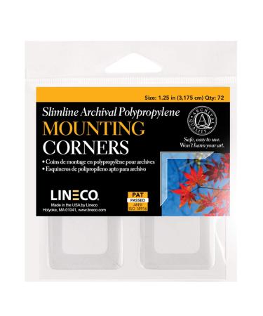 Lineco 1.25 Slimline Polypropylene Mounting Corners. Pack of 72. Self Adhesive  Pressure Sensitive  Non-Yellowing  Mount Pictures Without it Touching Tape  Scrapbooking  DIY  Displaying Pictures Pack of 1