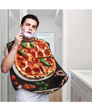 Pizza Print Beard Bib Apron for Men | Hair Catcher & Beard Trimming Cape | Perfect Grooming Accessory - Buy Online on GoSupps.com