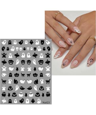 JMEOWIO 3D Embossed Halloween Nail Art Stickers Decals Self-Adhesive 5D White Ghost Pumpkin Nail Supplies Nail Art Design Decoration Accessories 4 Sheets - Buy Online on GoSupps.com