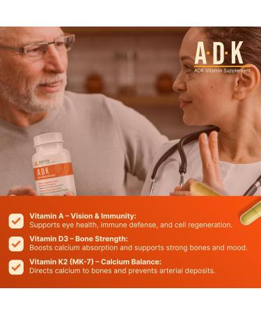 INVITA ADK Vitamin Supplement 90 Capsules High Potency of Vitamin A D3 5000 IU & K2-MK7 Physician Formulated for Bone Heart & Immune Support Non-GMO Gluten Free (3-Month Supply) Pack of 1 (90 Count) - Buy Online on GoSupps.com
