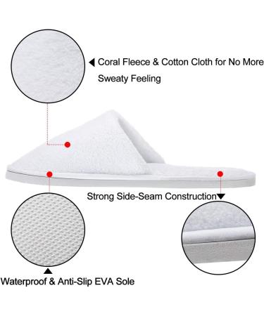 AhFulife 5 Pairs White Terry Hotel Slippers | Disposable Spa House Shoes for Men & Women | Unisex Guest Shoes Set EU 39/41 - Buy Online on GoSupps.com