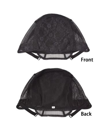 2 Pcs Black Double Lace Wig Caps with Adjustable Straps for Wig Making - Medium Size (54cm) - Swiss Lace Hairnet - Pack of 2 - Buy Online on GoSupps.com
