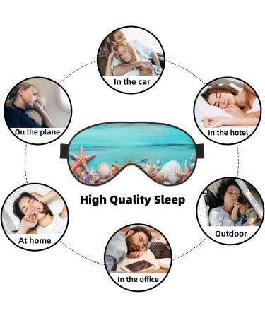 Soft Sleep Mask for Men & Women - Double Side Print Starfish & Shell Blackout Blindfold | Adjustable Retro Wooden Eye Covers for Travel & Home - Buy Online on GoSupps.com