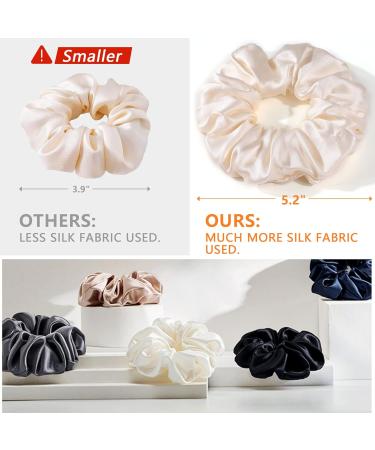 Silk Scrunchies Pure Silk Scrunchies - 100% Silk Hair Tie Silk Ponytail Holder Elastics No Crease Gentle Soft Hair Scrunchie 2pcs black+pink - Buy Online on GoSupps.com