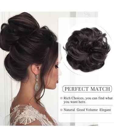 Messy Hair Scrunchies Hair Bun Extensions | Curly Wavy Updo Ponytail - Natural Black 30g | Chignons Hair Accessories - Buy Online on GoSupps.com