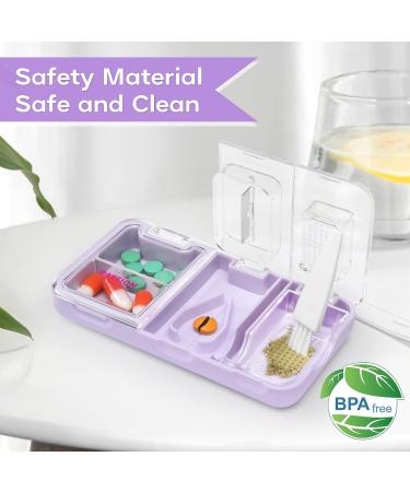 Toplive Portable 3-in-1 Pill Cutter Grinder & Holder | Accurate Medication Crusher for All Pills - Perfect for Elderly Kids & Pets - Purple - Buy Online on GoSupps.com