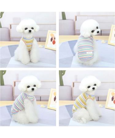 Buy Yaodhaod Dog Striped T-Shirt - Breathable Cotton Summer Vests for Small & Medium Dogs | 2-Pack - Buy Online on GoSupps.com