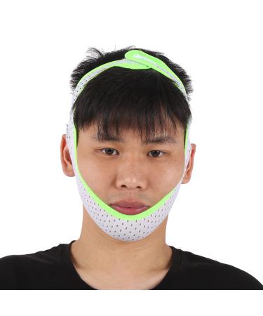 Breathable Sleeping AntiSnoring Chin Strap Breathing Correction Belt Facial Slimming Mesh for Bedroom Apartment for Summer Sleep(Fluorescent green edging)