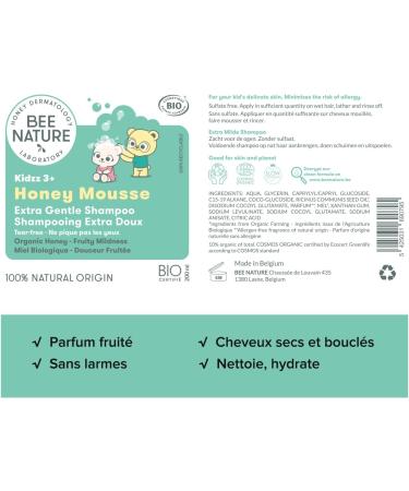  bee nature Bee Nature - Organic Children's Shower Gel 200ml - Honey Mousse Shampoo 200ml - 100% Biodegradable and Recyclable - Buy Online on GoSupps.com