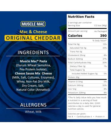 Muscle Mac High Protein Mac & Cheese Box | 20g Protein Macaroni Made with Real Cheese | Sharing Size Stovetop Boxes GMO Free Dye & Colour Free | 6.75oz Box (Pack of 2 Boxes) Cheddar Pack of 2 Boxes - Buy Online on GoSupps.com