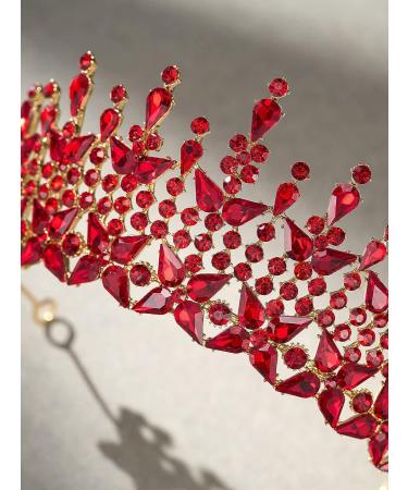 SWEETV Queen Crown for Women - Princess Tiara Pageant Diadem in Red - Buy Online on GoSupps.com