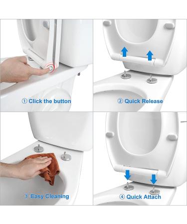 Hibbent Premium Elongated Toilet Seat with Cover(Oval) Quiet Close  One-Click to Quick Release  Easy Installation Never Loosen Hinge  Slow Close Toilet Seat and Cover  Easy Cleaning-White Color 18.5'' Elongated - Buy Online on GoSupps.com