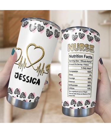 Personalized Nurse Tumbler - Custom 20 Oz Stainless Steel Travel Cup | Unique Nurse Gifts | Stethoscope Leopard Print | Ideal for Nurse's Day & Birthdays - Buy Online on GoSupps.com
