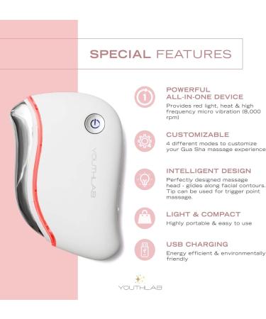 ProSculpt Gua Sha - Ultimate Anti-Aging Skin Tool with Heat & Vibration for Firming Puffiness Relief Tension Relief - White Rose Gold - Buy Online on GoSupps.com