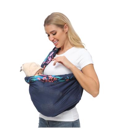 CUBY Portable Breathable Baby Sling Baby Essentials for Newborn Quick Dry Air 3D Mesh Fabric Wrap Baby Carrier Adjustable Sling Easy Toddler Carrier for Newborn up to 0-24 Months 45 lbs Mesh Tropical Rainforest