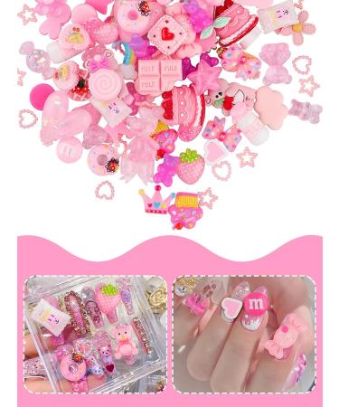 EBANKU 100 Pcs Pink Resin Flatback Decorations - 36 Styles Mixed Kawaii Slime Charms for DIY Crafts & Jewelry Making - Buy Online on GoSupps.com