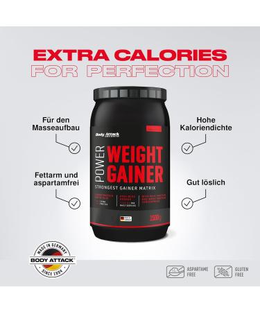 Body Attack Weight Gainer Strawberry 1.5 kg | Low-Fat Mass Shake with Whey Protein BCAA & Carbs for Muscle Building - Buy Online on GoSupps.com