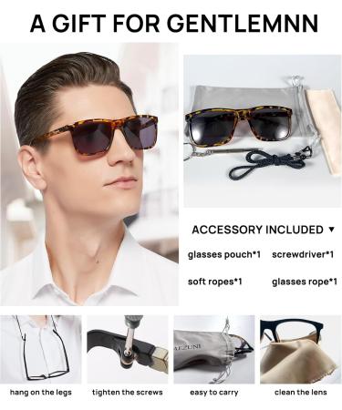 AEZUNI Large Reader Sunglasses for Men - 1.5 Full Lens Sun Reading Glasses with UV Protection - Stylish Square Design (Yellow) - Available in Multiple Strengths 1.00 to 3.50 - Buy Online on GoSupps.com