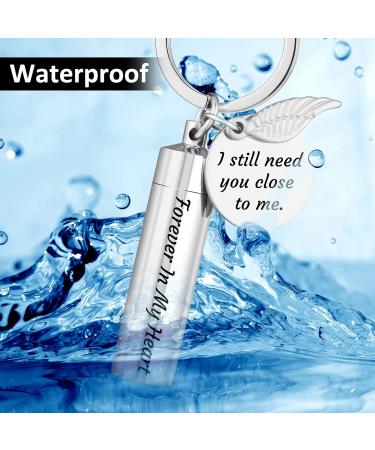 Nibana Personalized Urn Keychain for Ashes Cylinder Cremation Jewelry Memorial Pendant with Angel Wing Charm for Man Women Pet - Buy Online on GoSupps.com