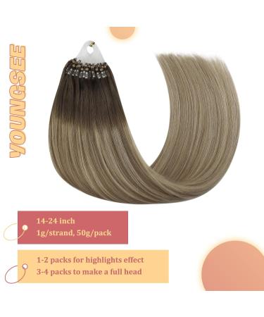 Youngsee Microring Extensions - Real Hair Balayage 50cm 1g - Braun & Blond Loop Hair Extensions | 50g/50s #3/8/22 - Buy Online on GoSupps.com