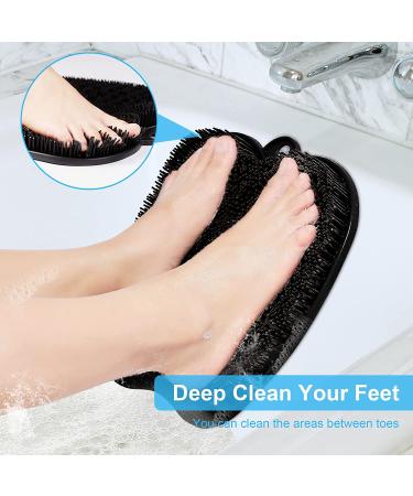 HONYIN XL Shower Foot Scrubber Mat - Exfoliate, Massage & Improve Foot Circulation | Large Size for Tired Feet | Non-Slip Suction Cups | Black - Buy Online on GoSupps.com