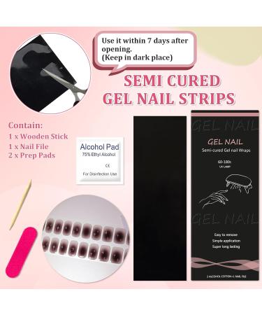 20Pcs Semi Cured Gel Nail Wraps Soft Self-Adhesive Gel Nail Stickers Salon-Quality Gel Nail Strips French Tip Manicure Set Includes 2 Prep Pads Nail File & Wooden Stick (Grey Stars Moon) - Buy Online on GoSupps.com