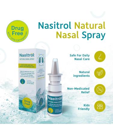 Nasitrol Natural Nasal Spray - All-Natural Saline Mist for Congestion and Daily Nose Care - Nasal Spray Essential for Cold and Flu Season - Instant Relief for Adults and Childrens - 25 mL Bottle - Buy Online on GoSupps.com