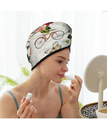 Vintage Bike Butterfly Microfiber Hair Towel - Soft Super Absorbent Coral Velvet Wrap for Long Curly & Thick Hair - Buy Online on GoSupps.com