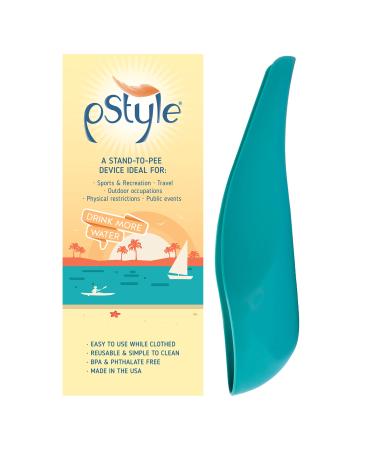 pStyle | Stand to Pee with Ease While Fully Clothed | for Women, Non Binary, & Trans Men | Made in The USA | Reusable Pee Funnel is a Game Changer for Camping, Music Festivals, and More! Turquoise