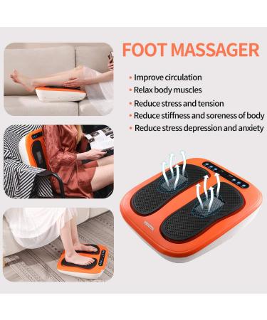 HOLTAL Adjustable Vibrating Foot Massager with Remote Control - Electric Leg, Foot, and Back Massager for Increased Blood Circulation - Orange - Buy Online on GoSupps.com