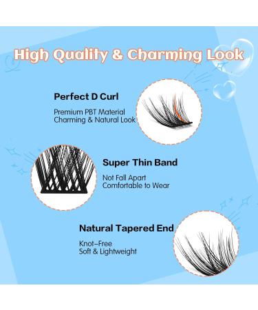 KevKev Eyelash Extension Kit - 120pcs Individual Lashes, Bond & Seal - DIY D-Curl Cluster Lashes - Ocean D-Mix (10-16mm) with Tweezers - for Eyelash Extensions - Buy Online on GoSupps.com