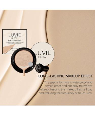  Nuvilo Luvie Glow Foundation Mushroom Head Air Cushion CC Cream Blur Cushion for skin light coverage moisture-wicking long-lasting makeup natural color (2pcs) - Buy Online on GoSupps.com