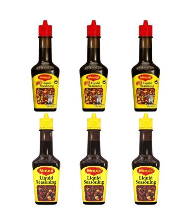Original Liquid Seasoning 125g & Hot Liquid Seasoning 119g - Bundle Consisting of Maggi (6 Pack)