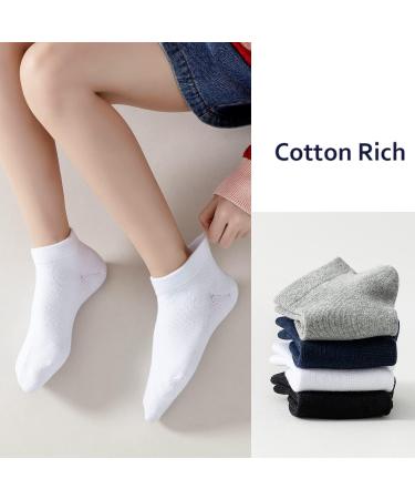 EPEIUS Kids Low Cut Socks 6 Pack - Seamless No Show Socks for Girls/Boys in Small Black/White/Grey - Buy Online on GoSupps.com